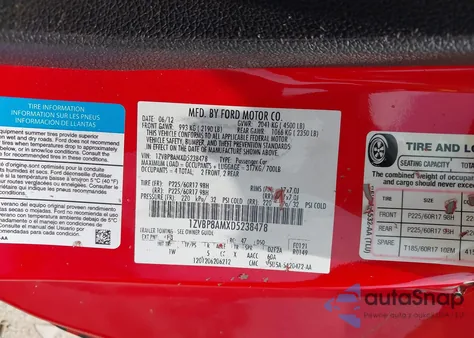 2013 Ford Mustang V6 z USA, uszkodzony, nr VIN 1ZVBP8AMXD5238478